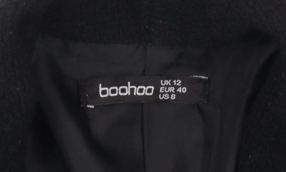 Boohoo Women's Black Double-Breasted Blazer Size 12