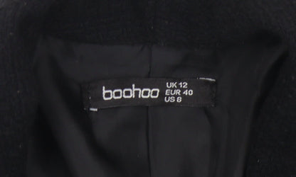 Boohoo Women's Black Double-Breasted Blazer Size 12