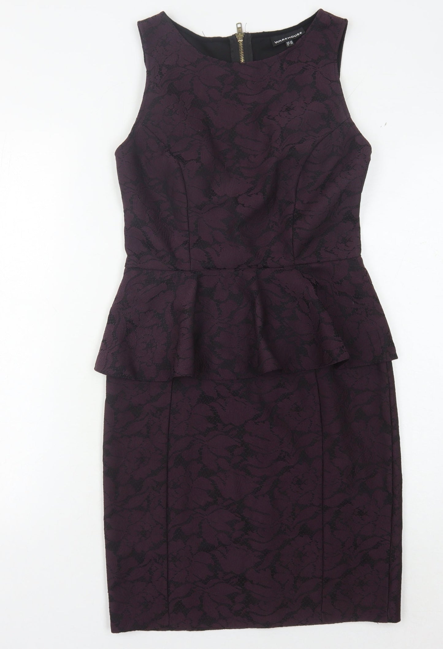 Warehouse Women's Purple Peplum Pencil Dress Size 10