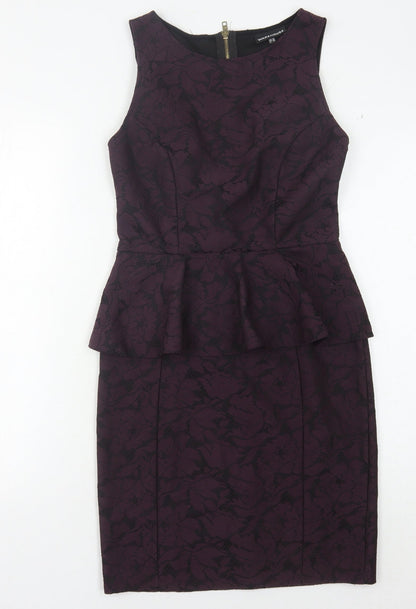 Warehouse Women's Purple Peplum Pencil Dress Size 10