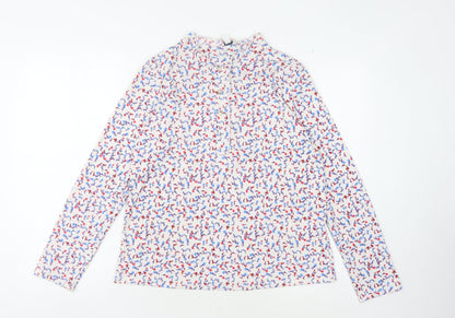 M&Co Women's Multicoloured Floral Mock Neck Top, Size 12