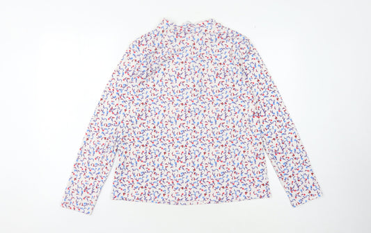 M&Co Women's Multicoloured Floral Mock Neck Top, Size 12