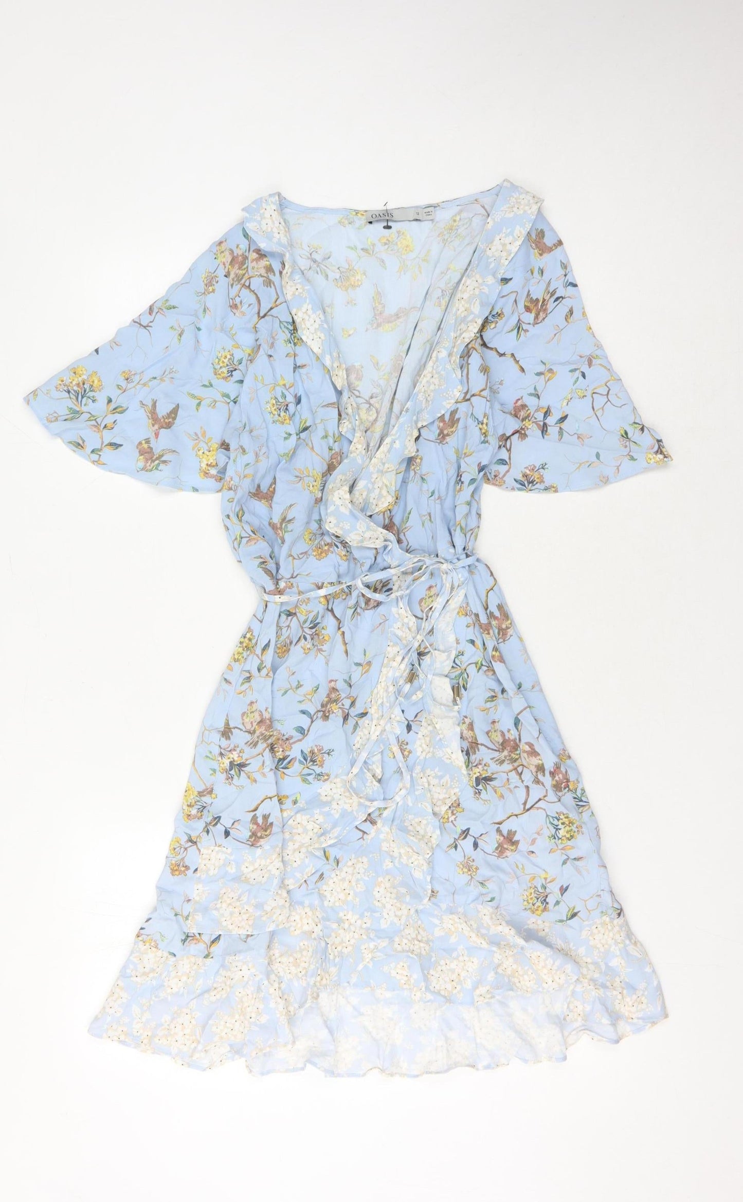 Oasis Women’s Blue Floral Wrap Dress Size 12
