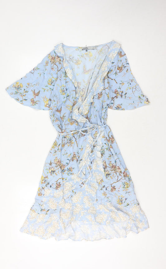 Oasis Women’s Blue Floral Wrap Dress Size 12
