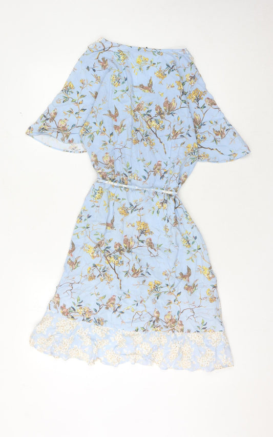 Oasis Women’s Blue Floral Wrap Dress Size 12