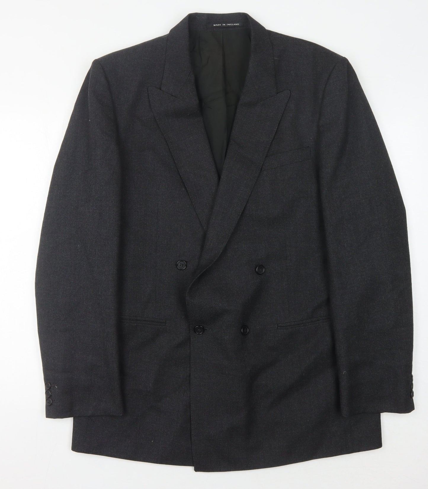 Mens UK Size 42 Pin Stripe Regular Black Suit Jacket