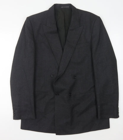 Mens UK Size 42 Pin Stripe Regular Black Suit Jacket