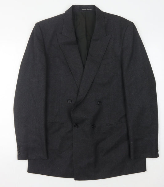Mens UK Size 42 Pin Stripe Regular Black Suit Jacket