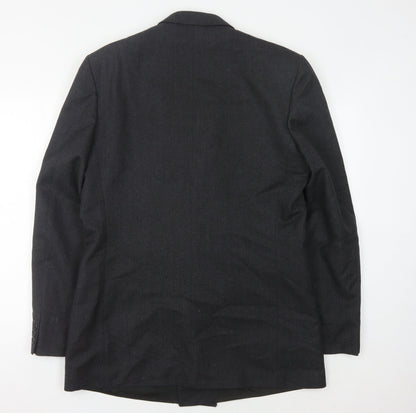 Mens UK Size 42 Pin Stripe Regular Black Suit Jacket