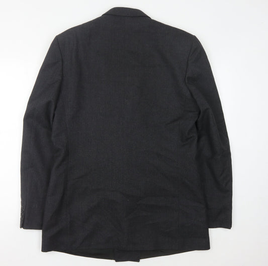 Mens UK Size 42 Pin Stripe Regular Black Suit Jacket