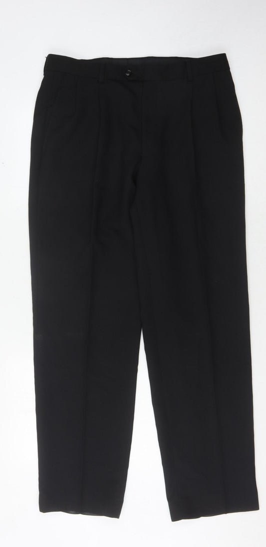 Next Men's Black Dress Pants 34R Polyester Viscose