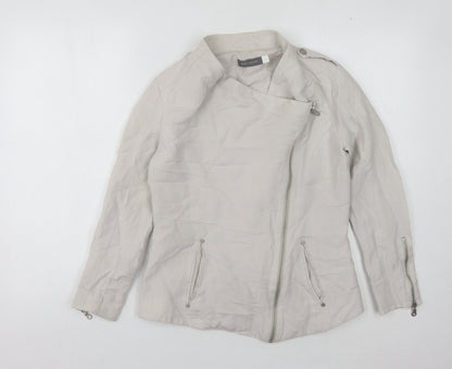 Womens UK Size 8 Mint Velvet Beige Motorcycle Jacket