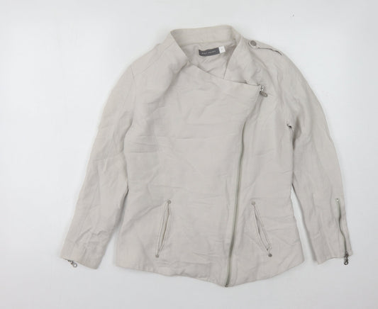 Womens UK Size 8 Mint Velvet Beige Motorcycle Jacket