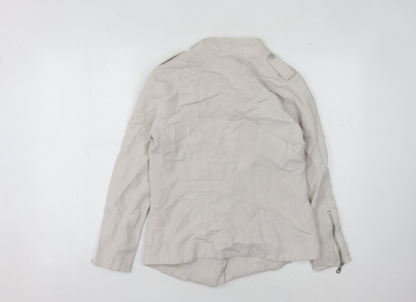 Womens UK Size 8 Mint Velvet Beige Motorcycle Jacket