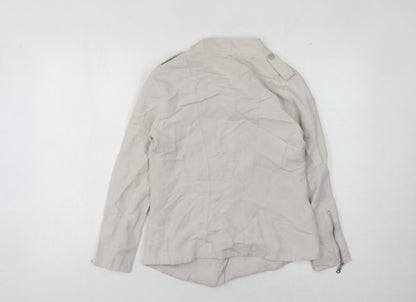Womens UK Size 8 Mint Velvet Beige Motorcycle Jacket