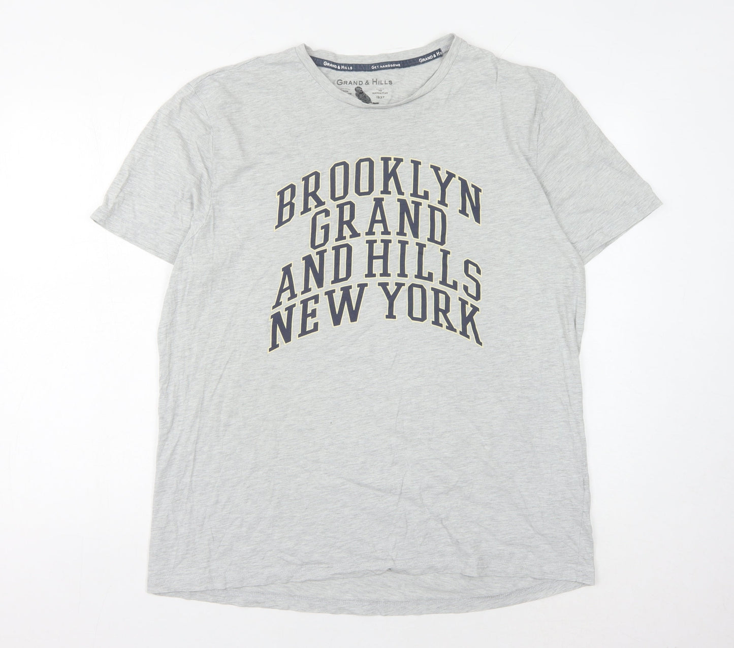 Grand & Hills Men's Grey XXL Graphic T-Shirt, City Print
