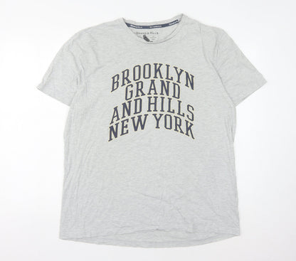 Grand & Hills Men's Grey XXL Graphic T-Shirt, City Print