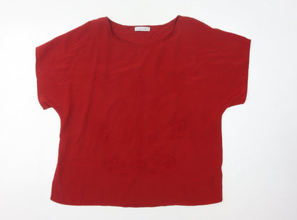 Womens UK Size 16 Marks and Spencer Red Basic T-Shirt