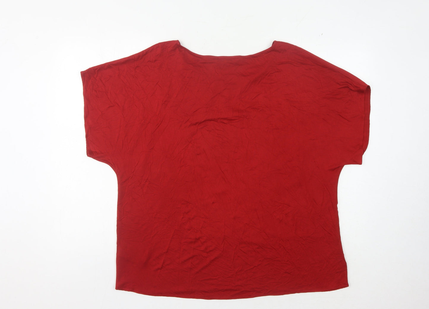 Womens UK Size 16 Marks and Spencer Red Basic T-Shirt