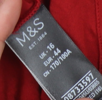 Womens UK Size 16 Marks and Spencer Red Basic T-Shirt
