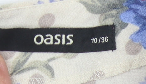 Womens UK Size 10 Oasis Multicoloured Basic Blouse