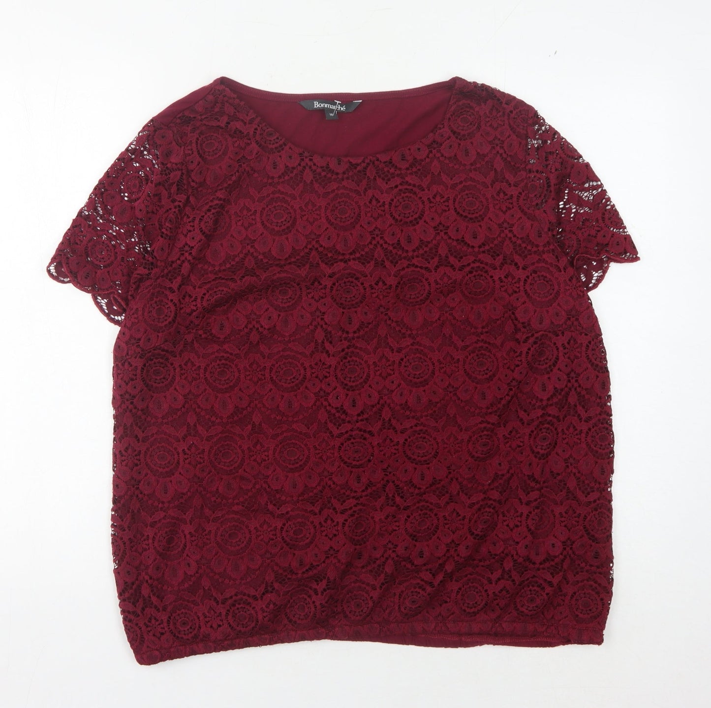 Womens UK Size 18 Bonmarché Red Lace Blouse
