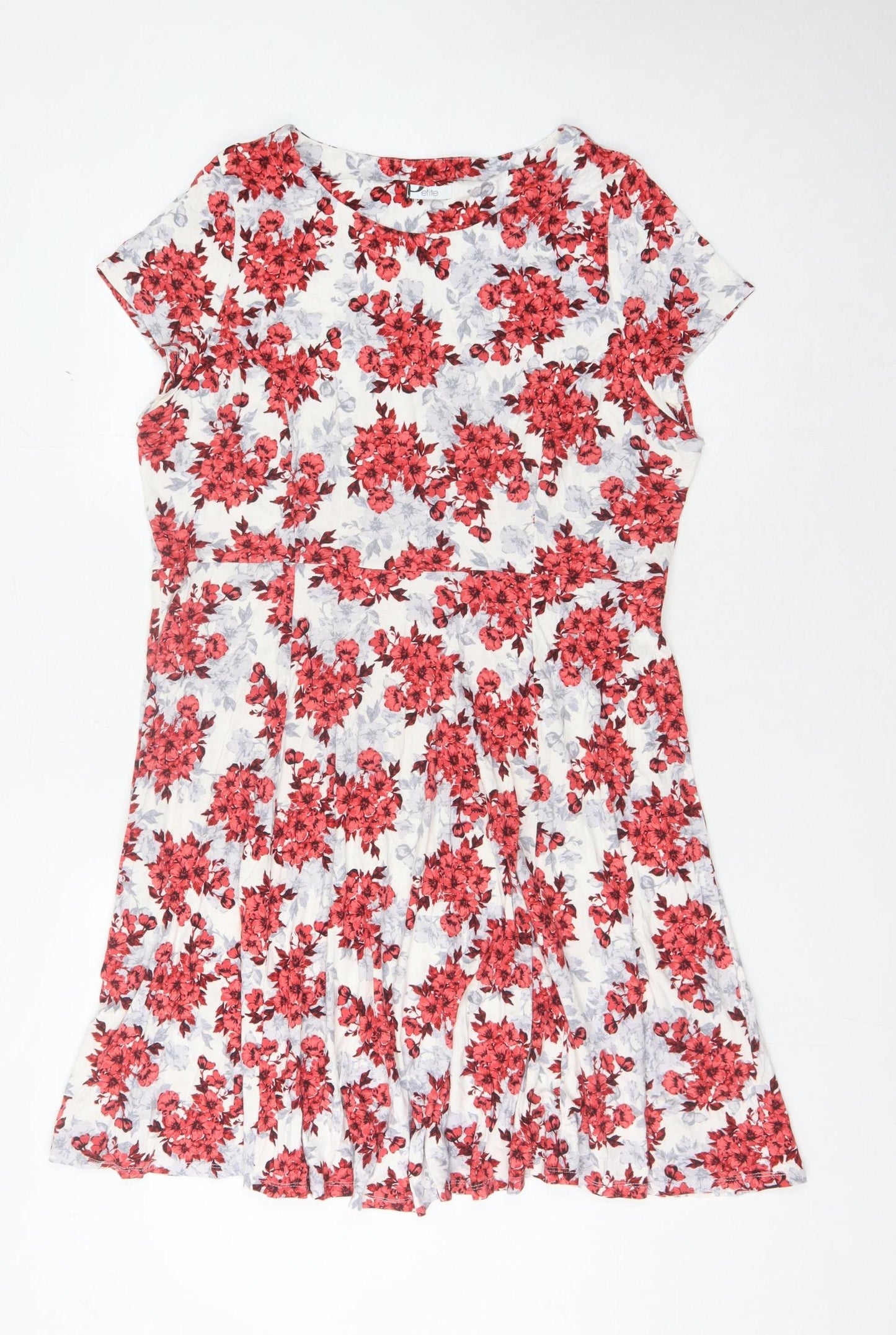 BHS Women's Red Floral Jersey Dress Size 20