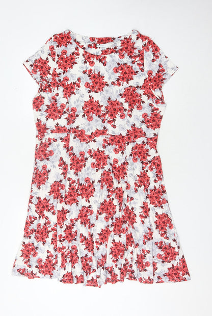 BHS Women's Red Floral Jersey Dress Size 20