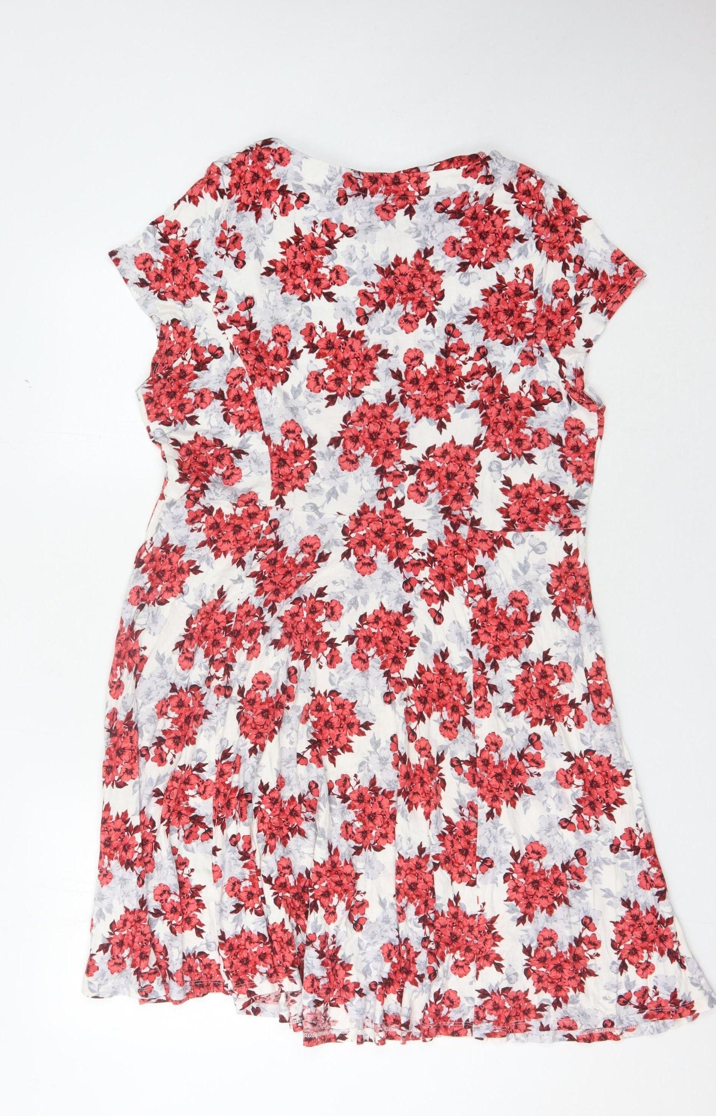 BHS Women's Red Floral Jersey Dress Size 20