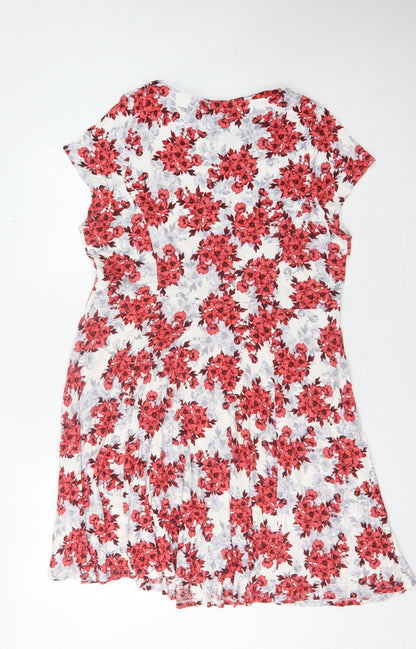 BHS Women's Red Floral Jersey Dress Size 20