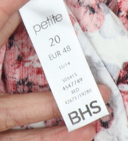 BHS Women's Red Floral Jersey Dress Size 20