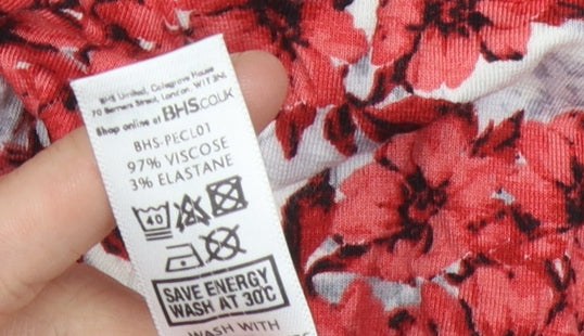 BHS Women's Red Floral Jersey Dress Size 20