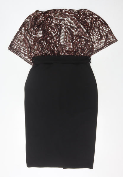 QUIZ Women's Black Sequin Pencil Dress Size 14