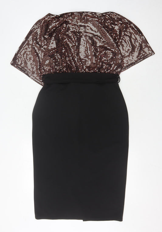 QUIZ Women's Black Sequin Pencil Dress Size 14