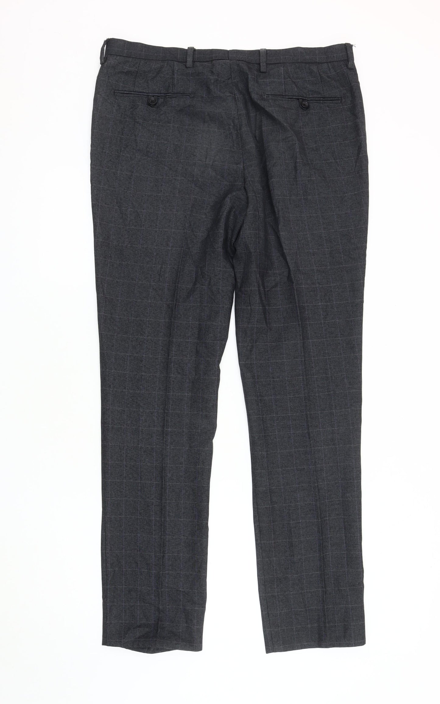 Next Men's Grey Check Dress Pants 34 Waist
