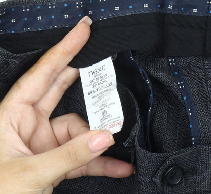 Next Men's Grey Check Dress Pants 34 Waist