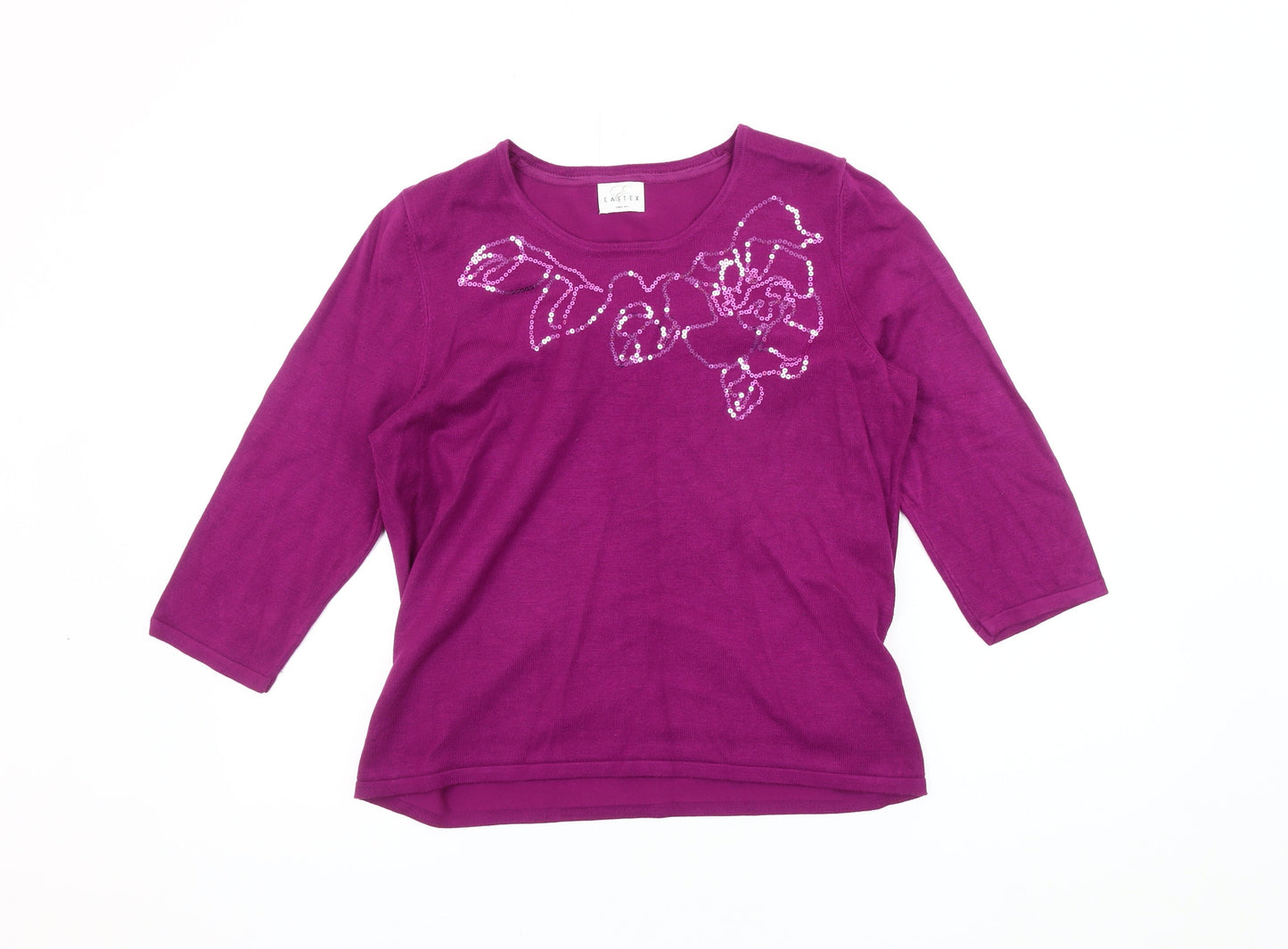 Eastex Women's Purple Sequin Floral Pullover Jumper, Size 12