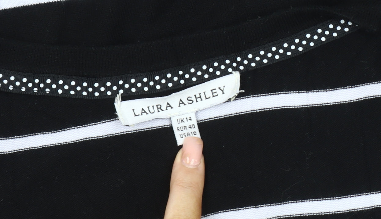 Laura Ashley Women's Black Striped Vest UK 14
