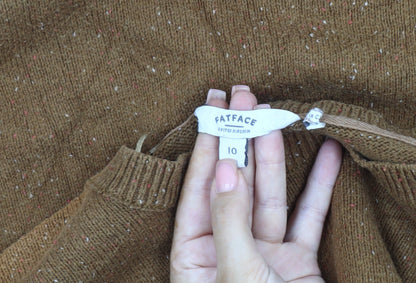 Womens UK Size 10 Fatface Brown Pullover Jumper