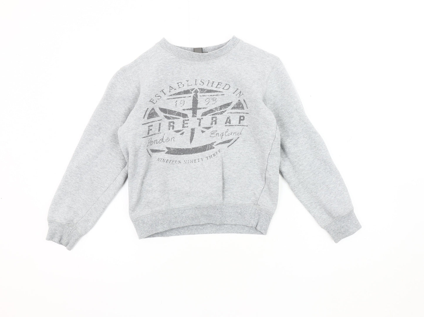 Firetrap Boys Grey Logo Sweatshirt 9-10 Years Pullover Crew