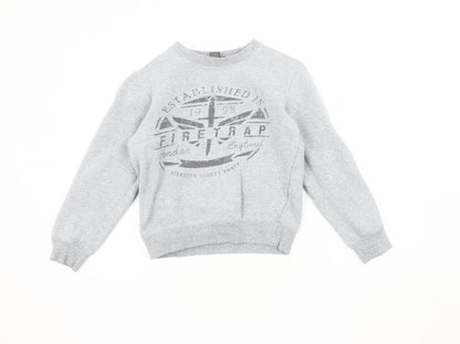 Firetrap Boys Grey Logo Sweatshirt 9-10 Years Pullover Crew