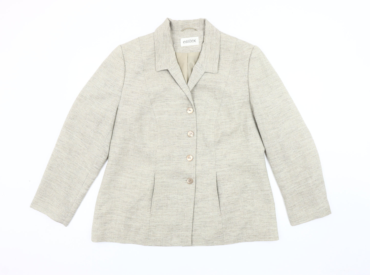 Eastex Women Beige Blazer UK 16, Herringbone Notch
