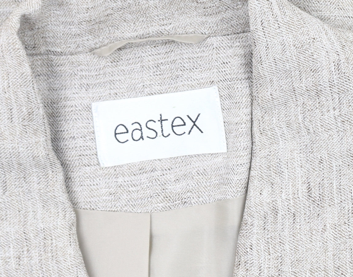 Eastex Women Beige Blazer UK 16, Herringbone Notch
