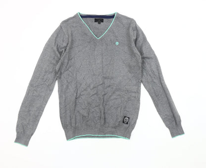 Jack & Jones Men's Grey V-Neck Pullover Jumper S