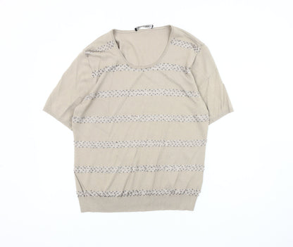 Jacques Vert Women's Beige Scoop Neck Pullover Jumper M