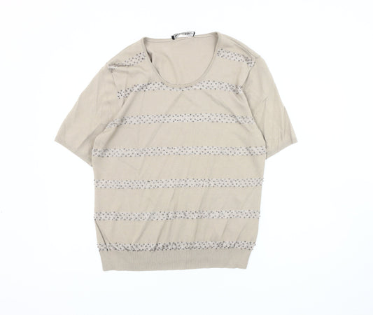 Jacques Vert Women's Beige Scoop Neck Pullover Jumper M