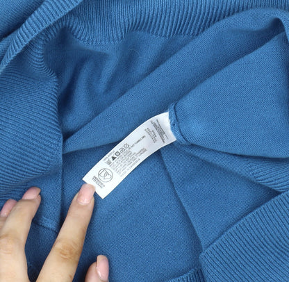 Thomas Nash Men's Blue V-Neck Cotton Pullover Jumper