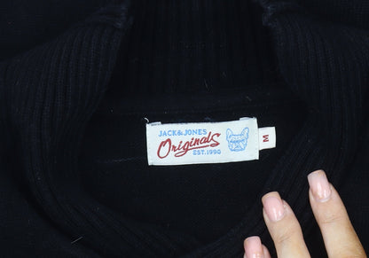 Jack & Jones Men's Black Pullover Jumper, M, High Neck