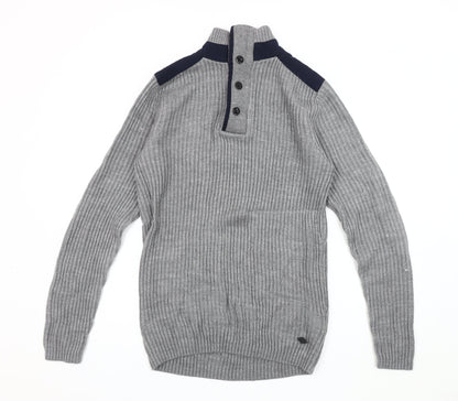 Jack & Jones Grey Men's Henley Jumper S