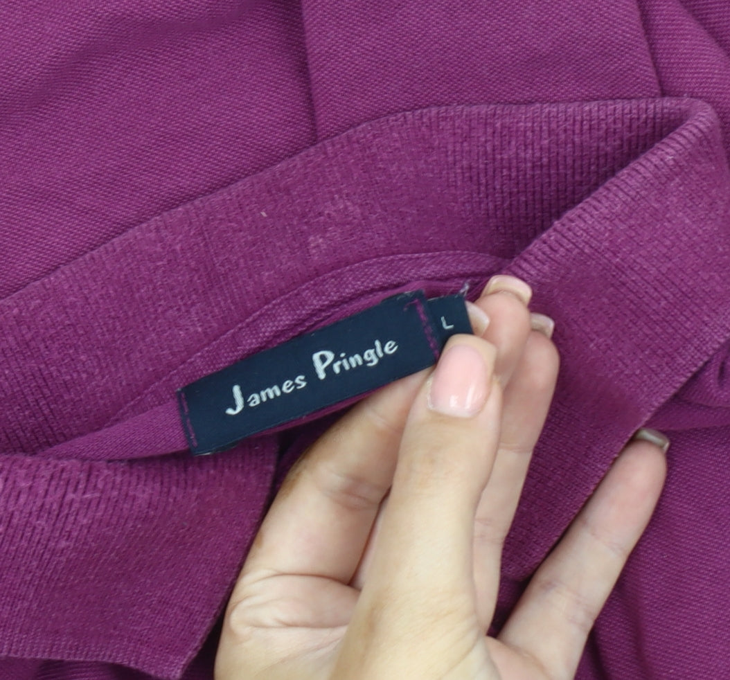 James Pringle Men's Purple Polo Shirt, Size L